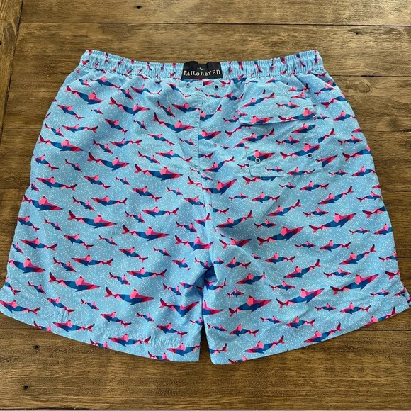 Tailorbyrd Mens XL Blue Shark Camo Print Mesh Lined Swim Trunks Shorts Swimwear - Picture 4 of 4